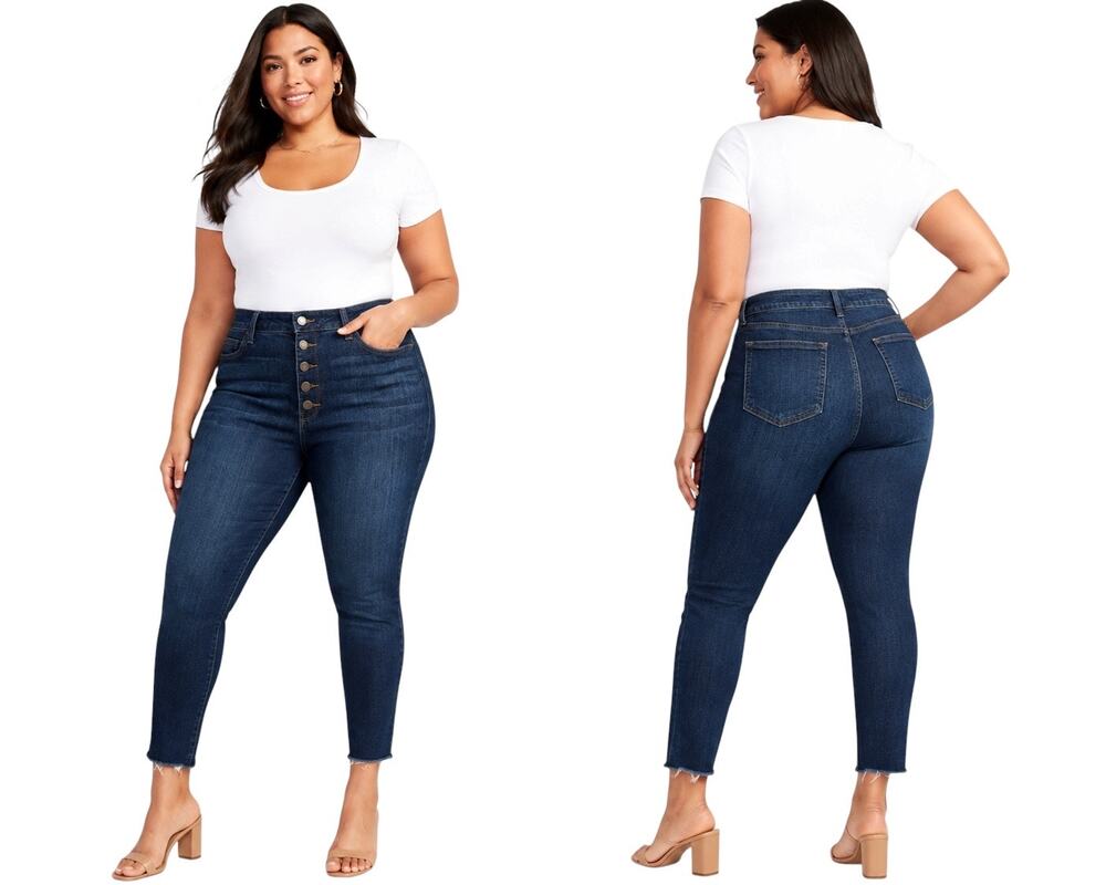 Just USA Lola Button Fly Skinny Jeans, Dark Indigo Wash, Women's Size 14, NWT